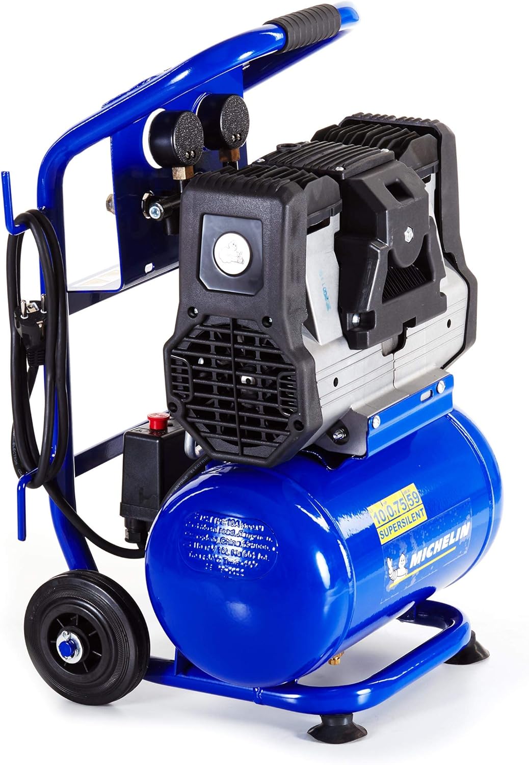 Ultra tichý - SILENT, bezolejový, vzduchový kompresor, 9 barů, 10 l, 59 dB, 0,6 kW, 140 l/min., 230V, MICHELIN MBN 10